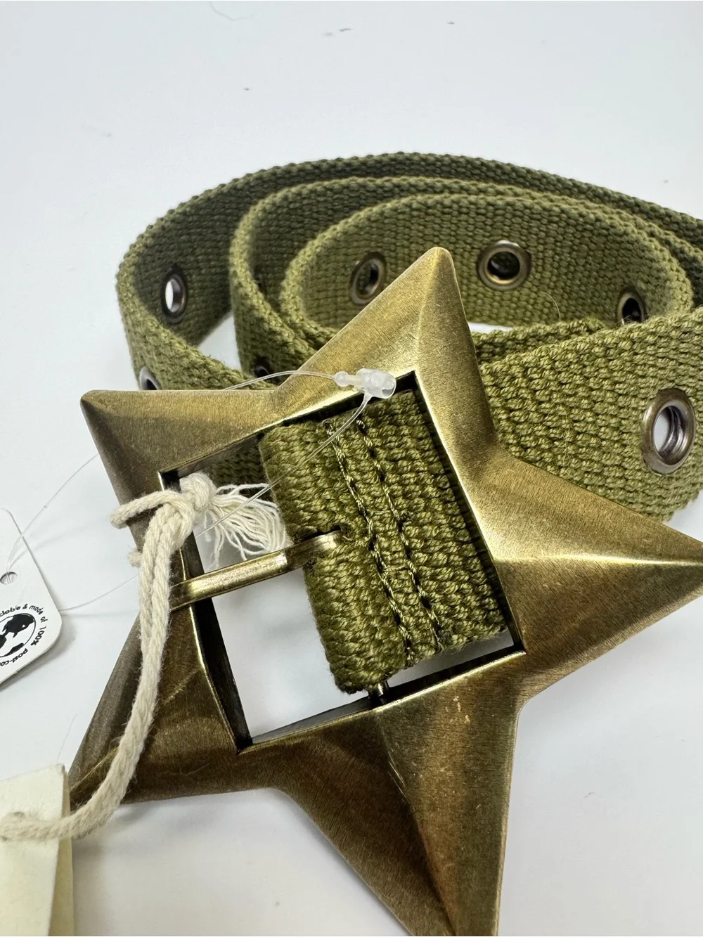 Free People Zoa Hip Belt Weeping Willow Green Star Buckle M/L
